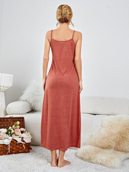 Scoop Neck Spaghetti Strap Night Dress Easy Apparels