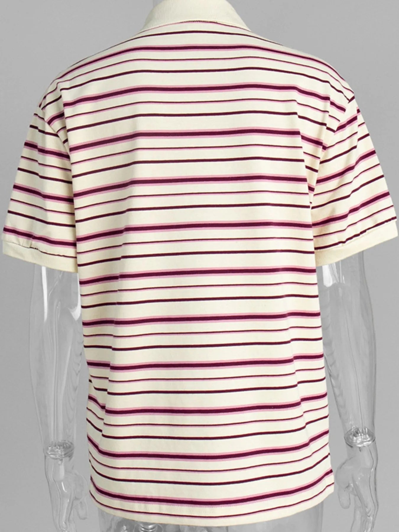 Trendsi Striped Polo T-Shirt with Contrast Collar