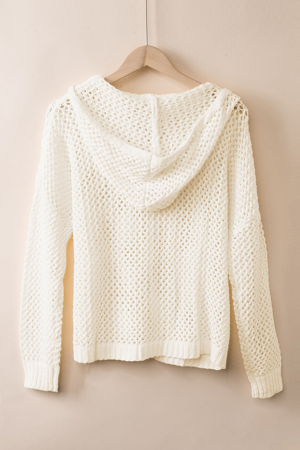 Openwork Lace-Up Hooded Sweater Easy Apparels