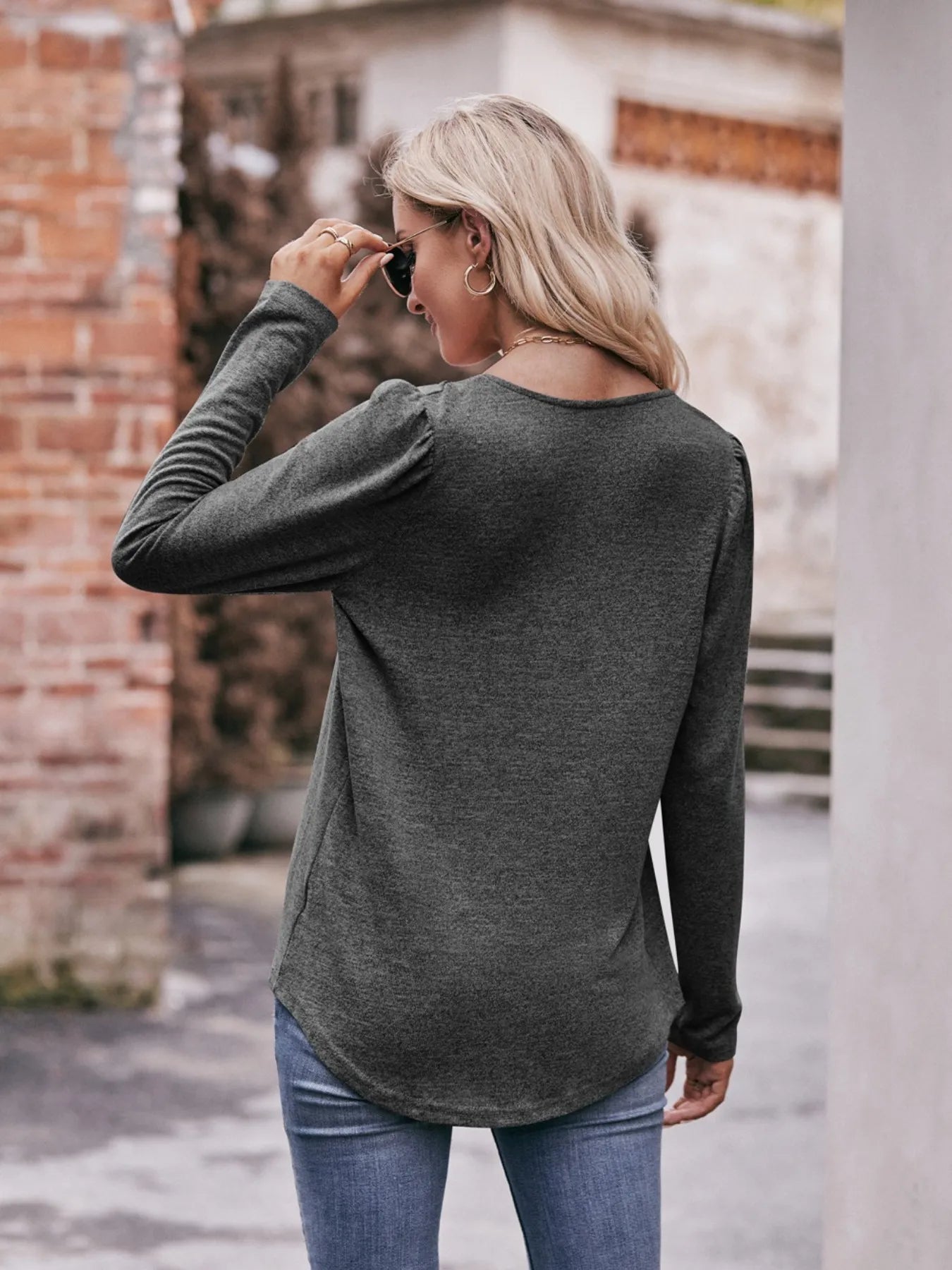 Trendsi Square Neck Long Sleeve T-Shirt