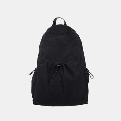 Drawstring Nylon Backpack Bag Black One Size Easy Apparels