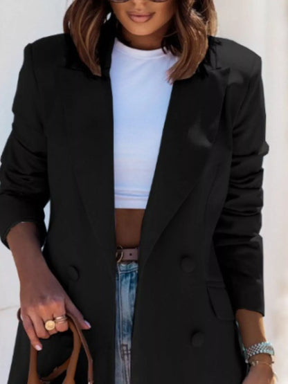 Lapel Collar Long Sleeve Blazer Easy Apparels