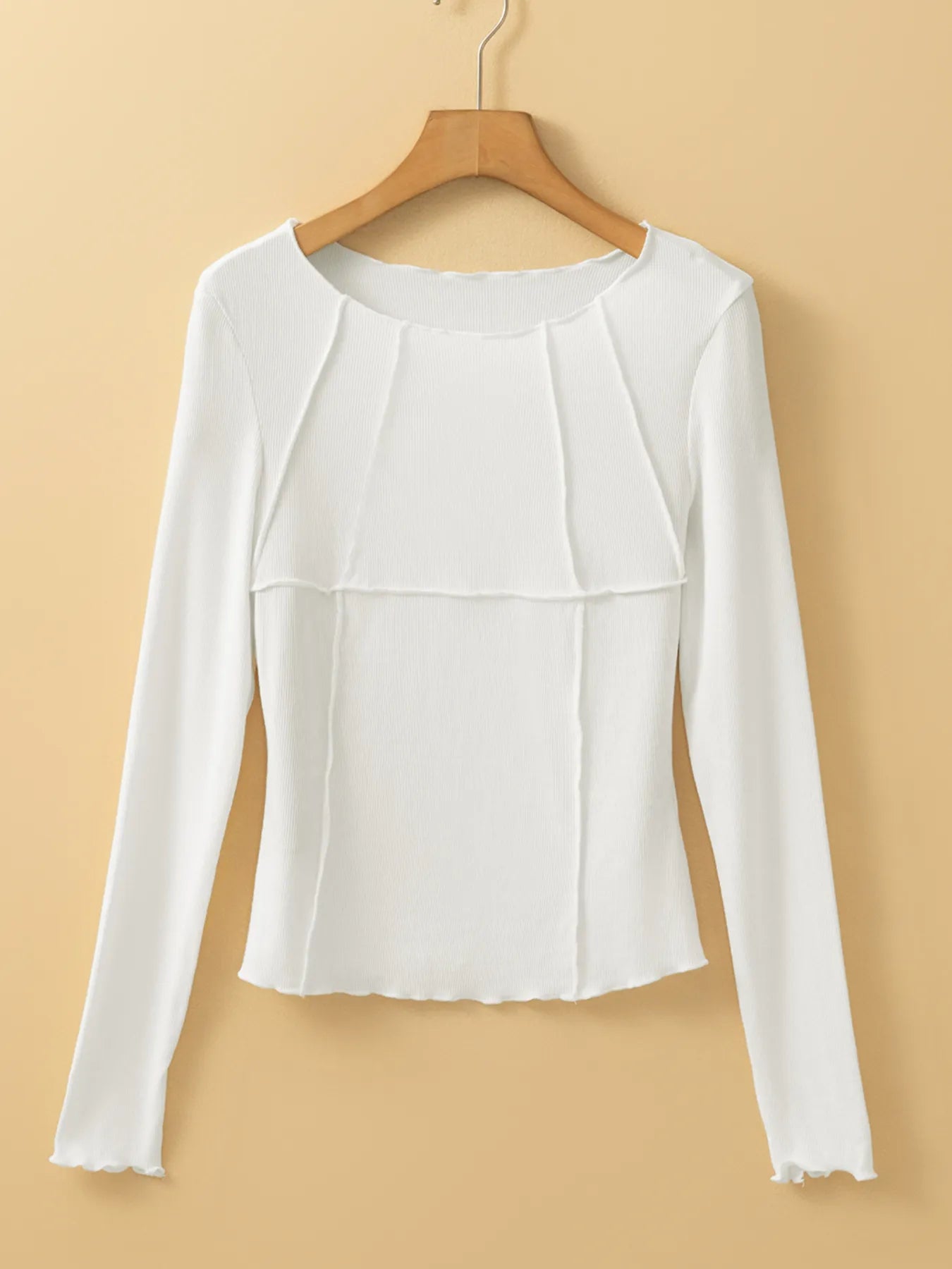 Trendsi Exposed Seam Slim Fit Long Sleeve Top