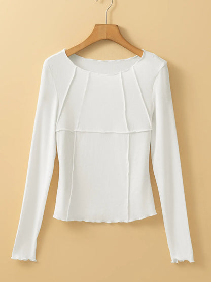 Trendsi Exposed Seam Slim Fit Long Sleeve Top