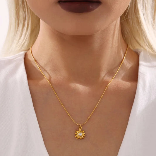 18K Gold-Plated Shell Pearl Necklace Gold One Size Easy Apparels