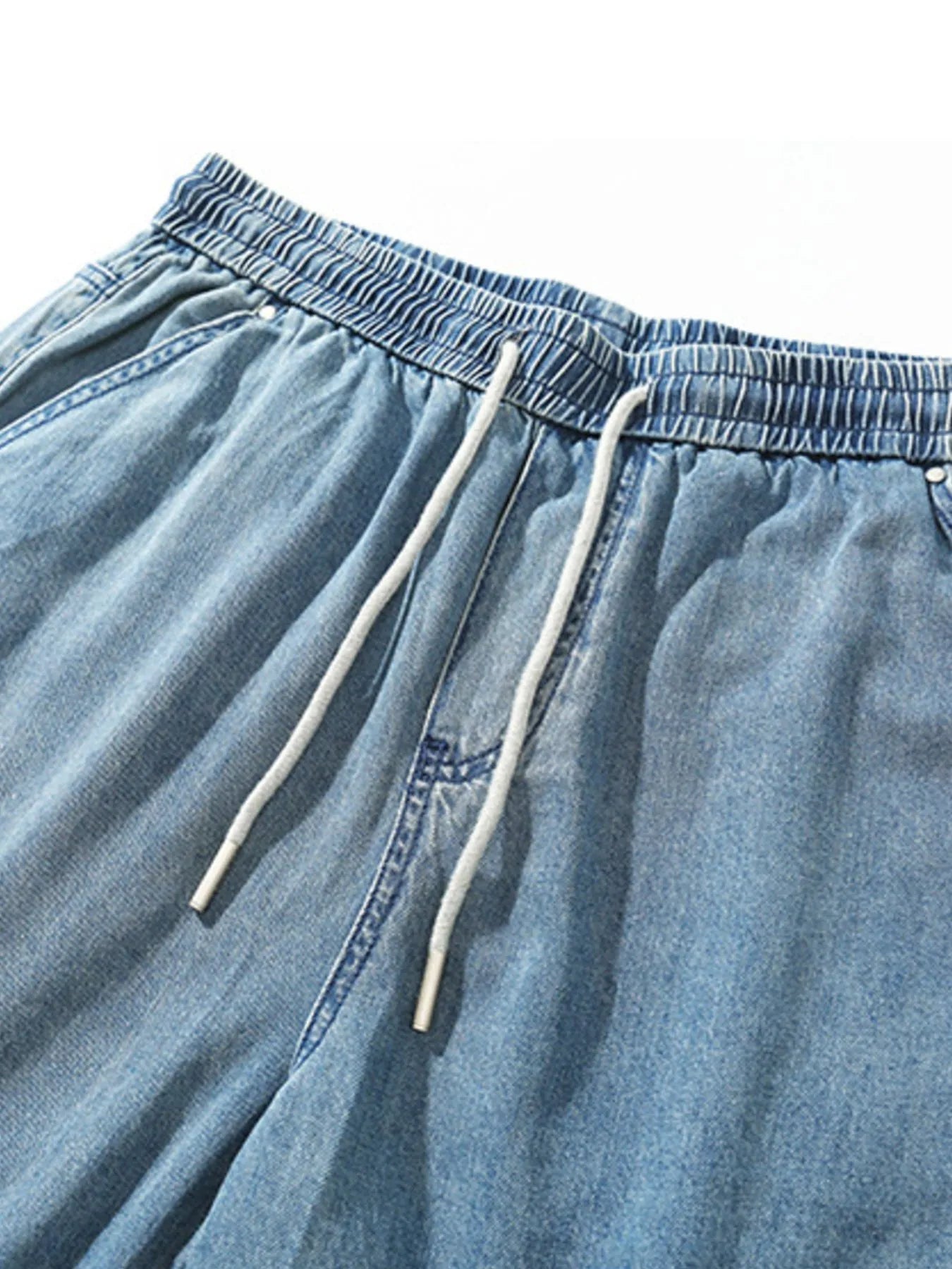 Men's Plus Size Drawstring Denim Shorts Easy Apparels