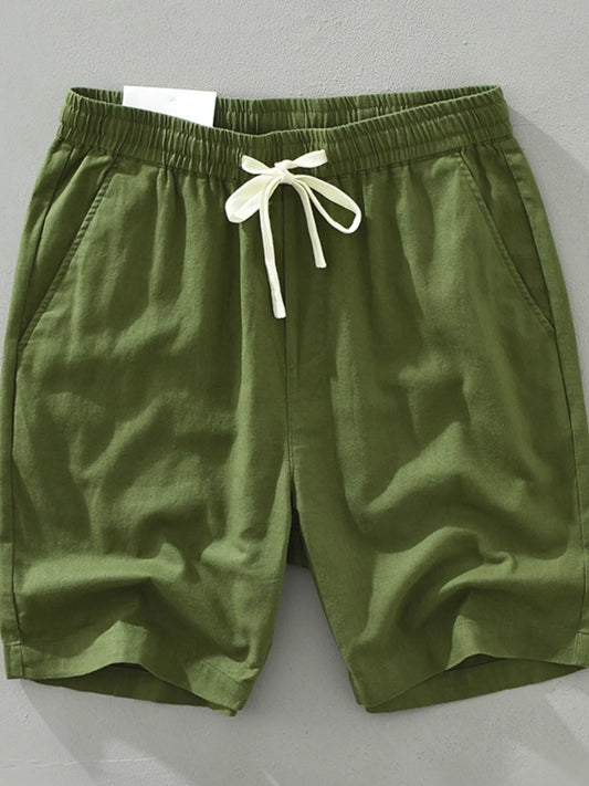 Men's Plus Size Drawstring Pocketed Shorts Green Easy Apparels
