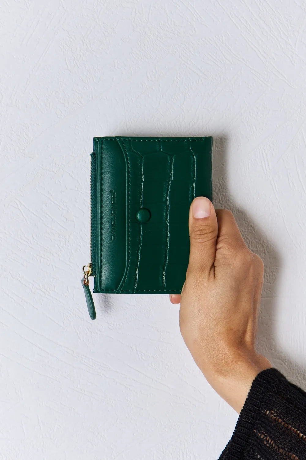 David Jones Texture PU Leather Mini Wallet GREEN One Size Easy Apparels