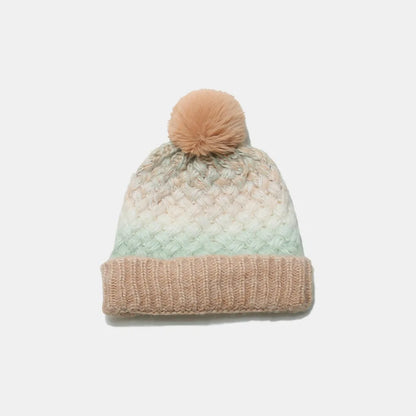 Gradient Knit Hat with Pompom Easy Apparels