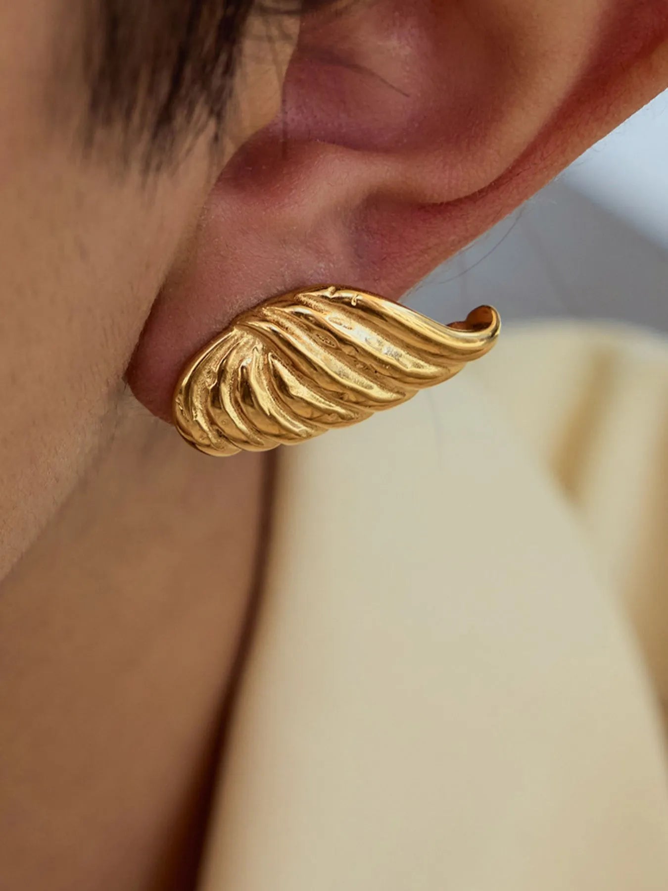 18K Gold-Plated Angel Wing Stud Earrings Easy Apparels