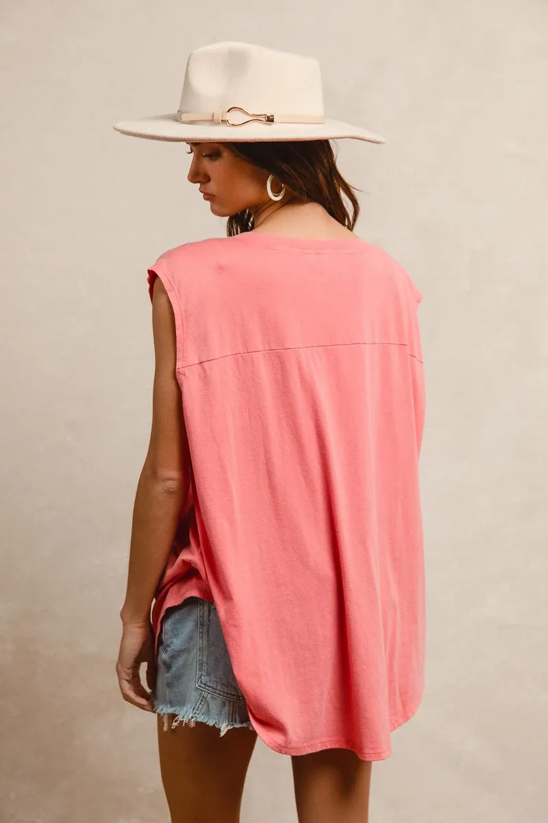 Trendsi BiBi Washed Jersey With Usa Patched Raw Cut Edge Detail