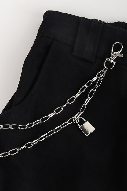 Double Layered Iron Chain Belt with Lock Charm Easy Apparels