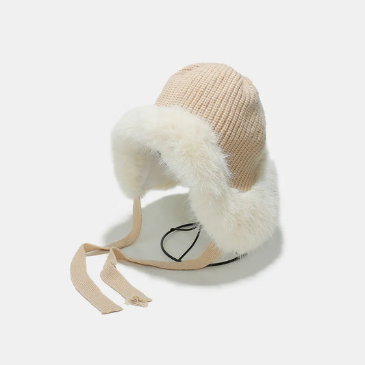 Thermal Tied Fuzzy Winter Hat Khaki One Size Easy Apparels