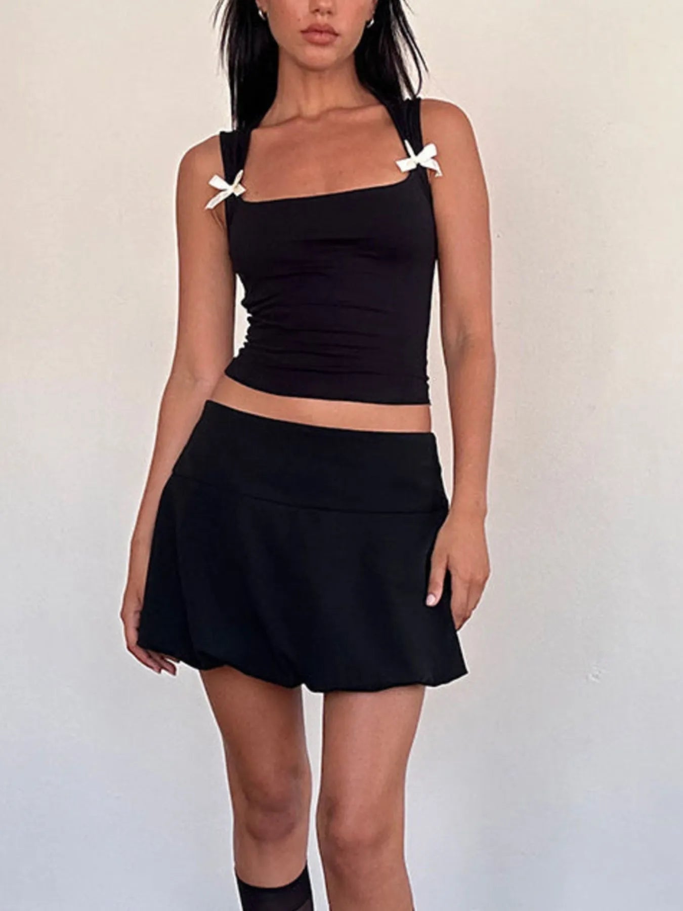Trendsi Bow Detail Square Neck Cropped Tank