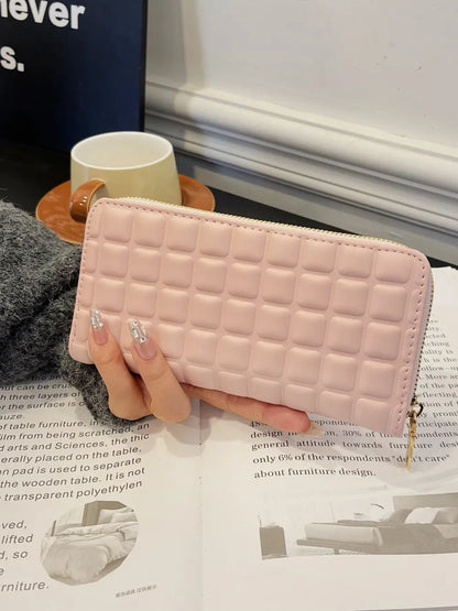 PU Leather Solid Color Wallet Blush Pink One Size Easy Apparels