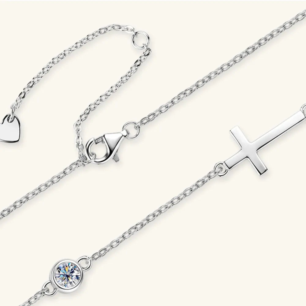 Cross 925 Sterling Silver Moissanite Necklace Easy Apparels