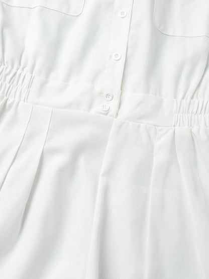 Casual Button Front Long Sleeve Romper Easy Apparels
