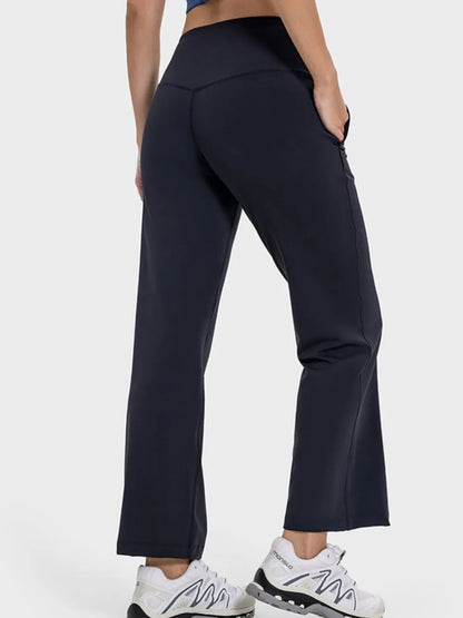 Millennia Pocketed High Waist Active Pants Easy Apparels