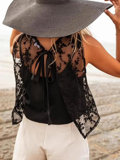 Trendsi Lace Tie Back Tank