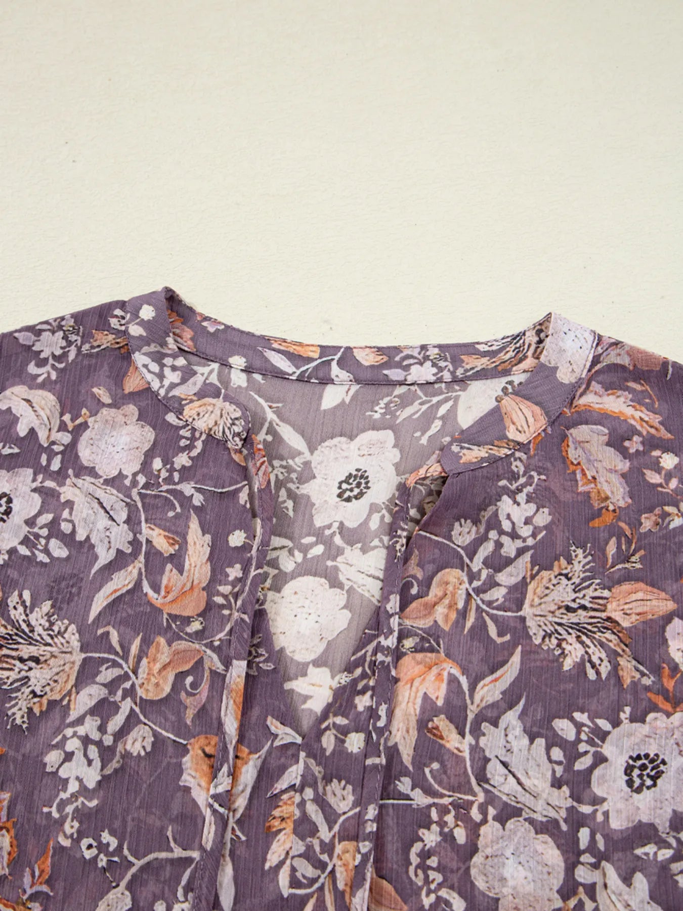 Trendsi Floral Print Tie Neck Blouse