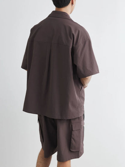 Men's Plus Size Button Up Short Sleeve Shirt and Shorts Set Easy Apparels