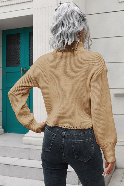 Turtleneck Dropped Shoulder Sweater Easy Apparels
