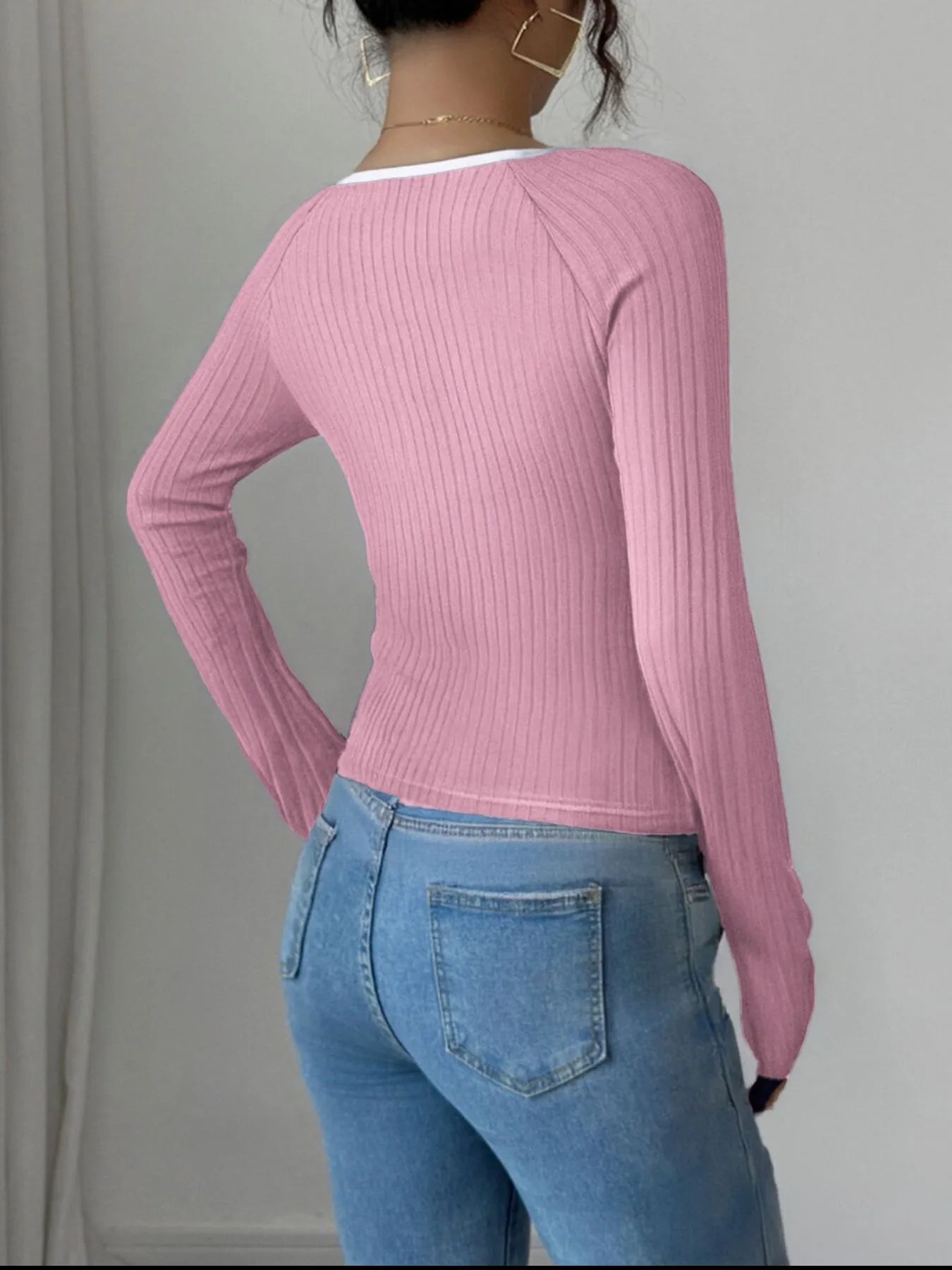 Trendsi Contrast Trim Long Sleeve T-Shirt