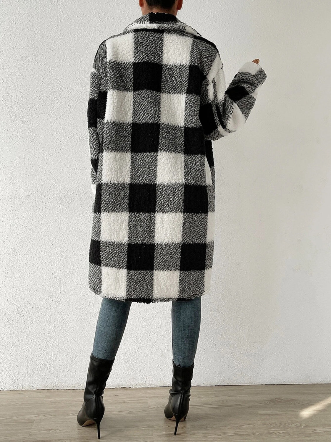 Plaid Collared Neck Button Down Coat Easy Apparels