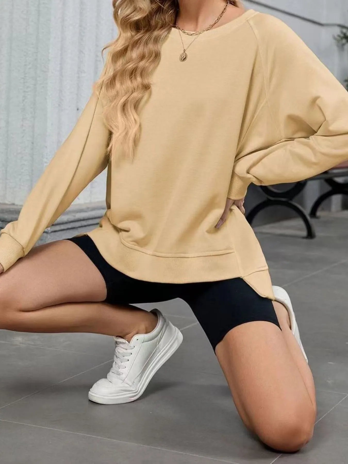 Trendsi Round Neck Long Sleeve Sweatshirt
