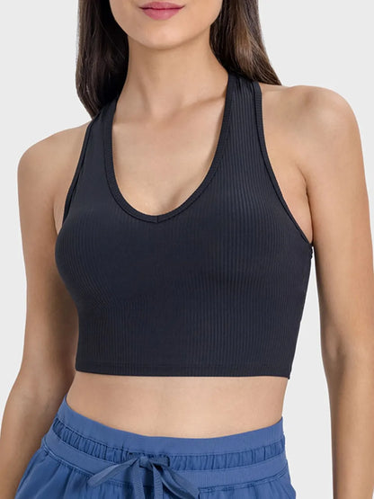 Millennia Scoop Neck Wide Strap Active Tank Black Easy Apparels