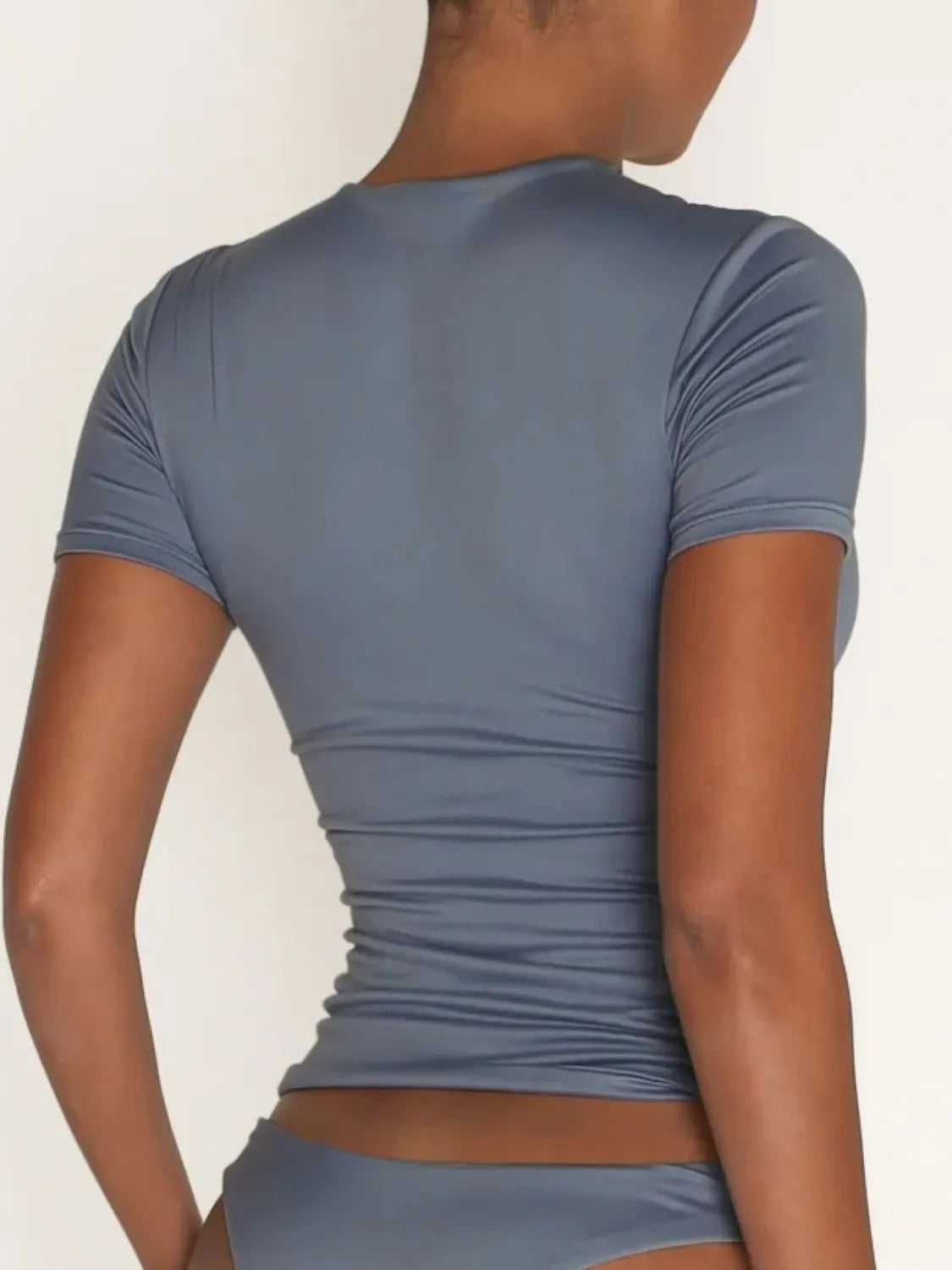 Round Neck Short Sleeve Swim Top Easy Apparels