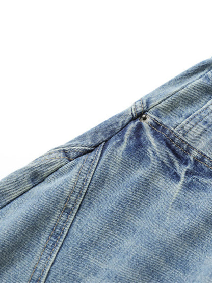 Men's Washed Wide Leg Denim Shorts Easy Apparels