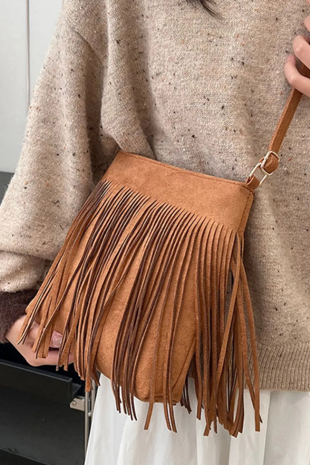 Suede Fringe Shoulder Bag Easy Apparels