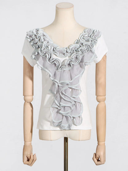 Trendsi Ruffled Round Neck Top