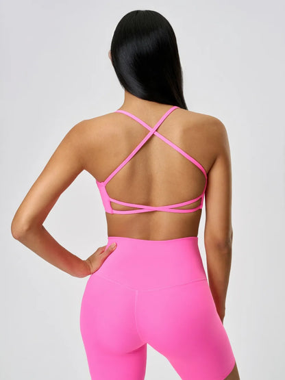 Millennia Crisscross Back Scoop Neck Active Cami with Detachable Chest Pads Easy Apparels