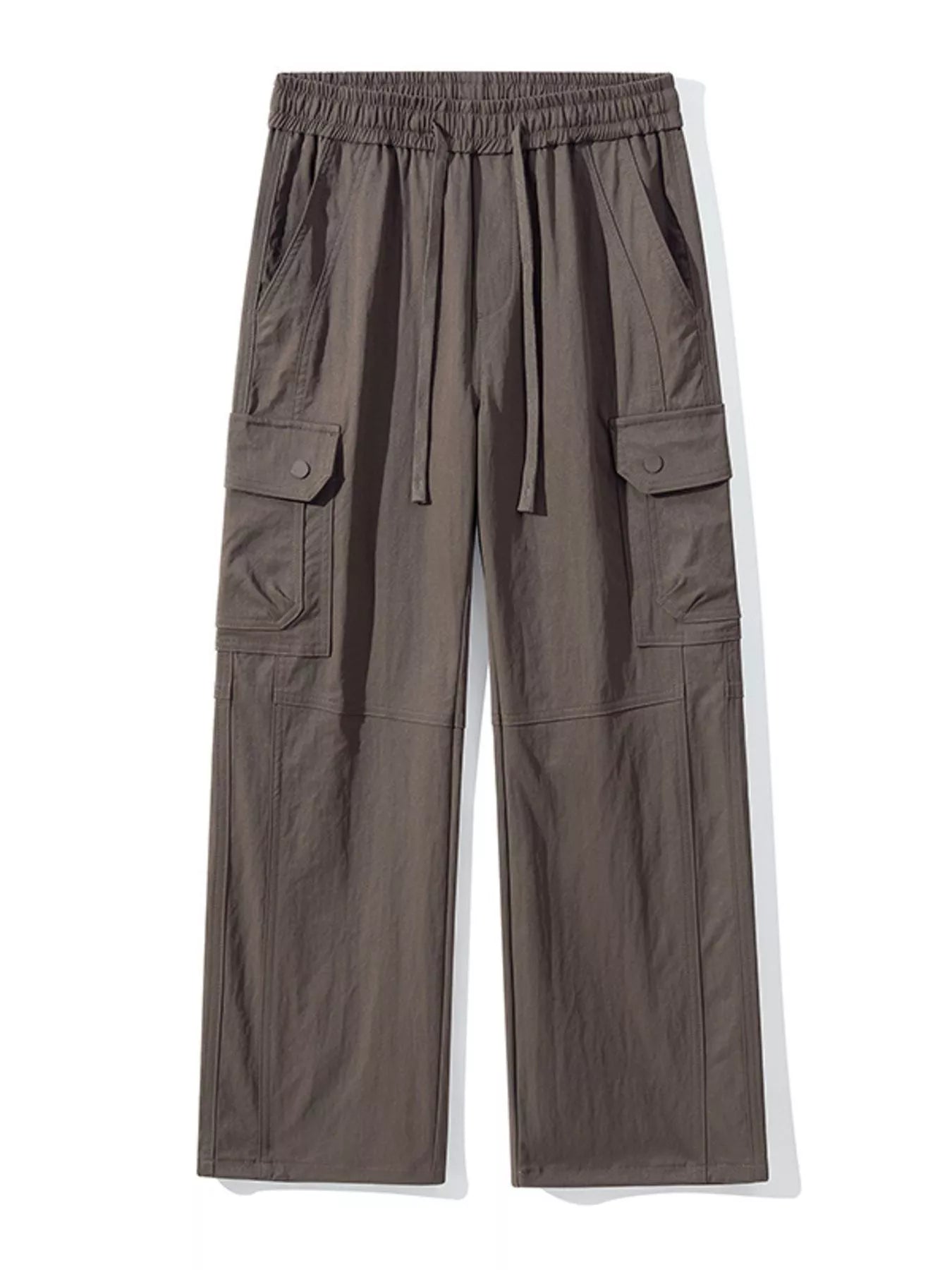 Men's Full Size Drawstring Cargo Wide Leg Pants Plus Size Coffee Easy Apparels