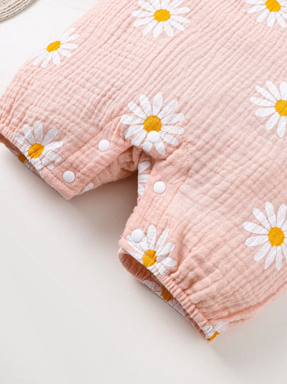 Children's Daisy Textured Wide Strap Romper and Hat Set Easy Apparels