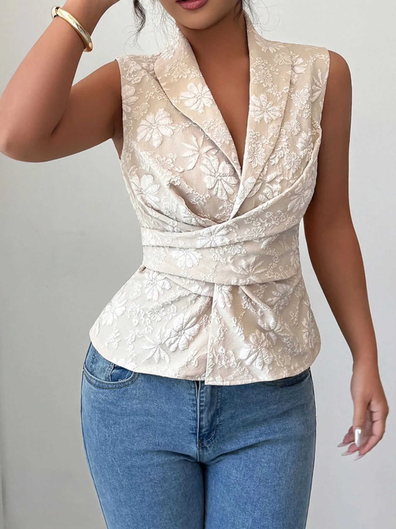 Trendsi Tie Waist Wrap Tank Top