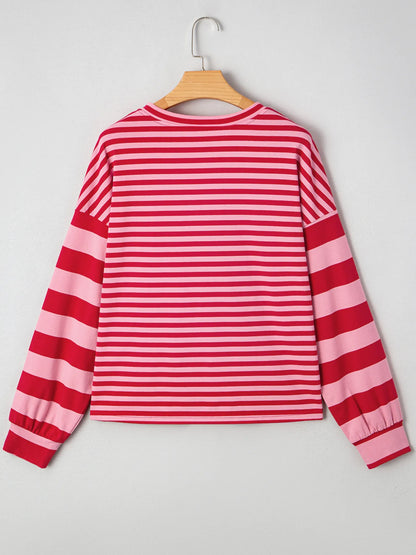 Trendsi Striped Drop Shoulder V Neck Top