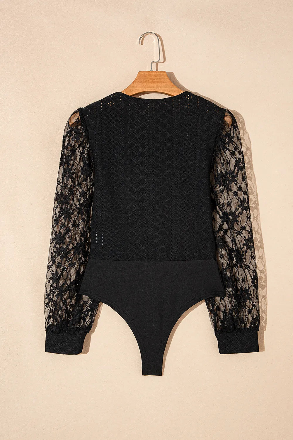Trendsi Eyelet Lace Long Sleeve Bodysuit