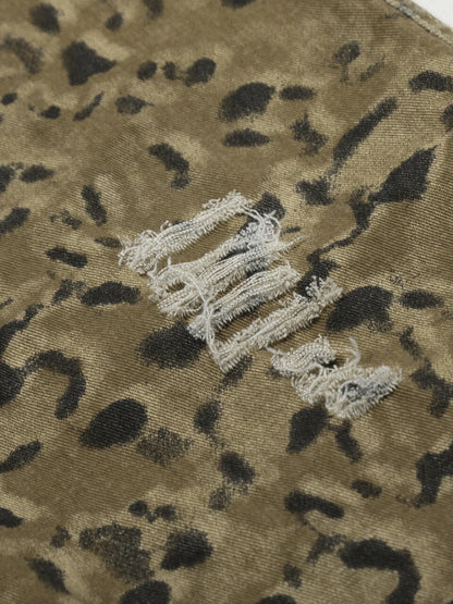 Men's Camouflage Denim Shorts with Raw Hem Easy Apparels