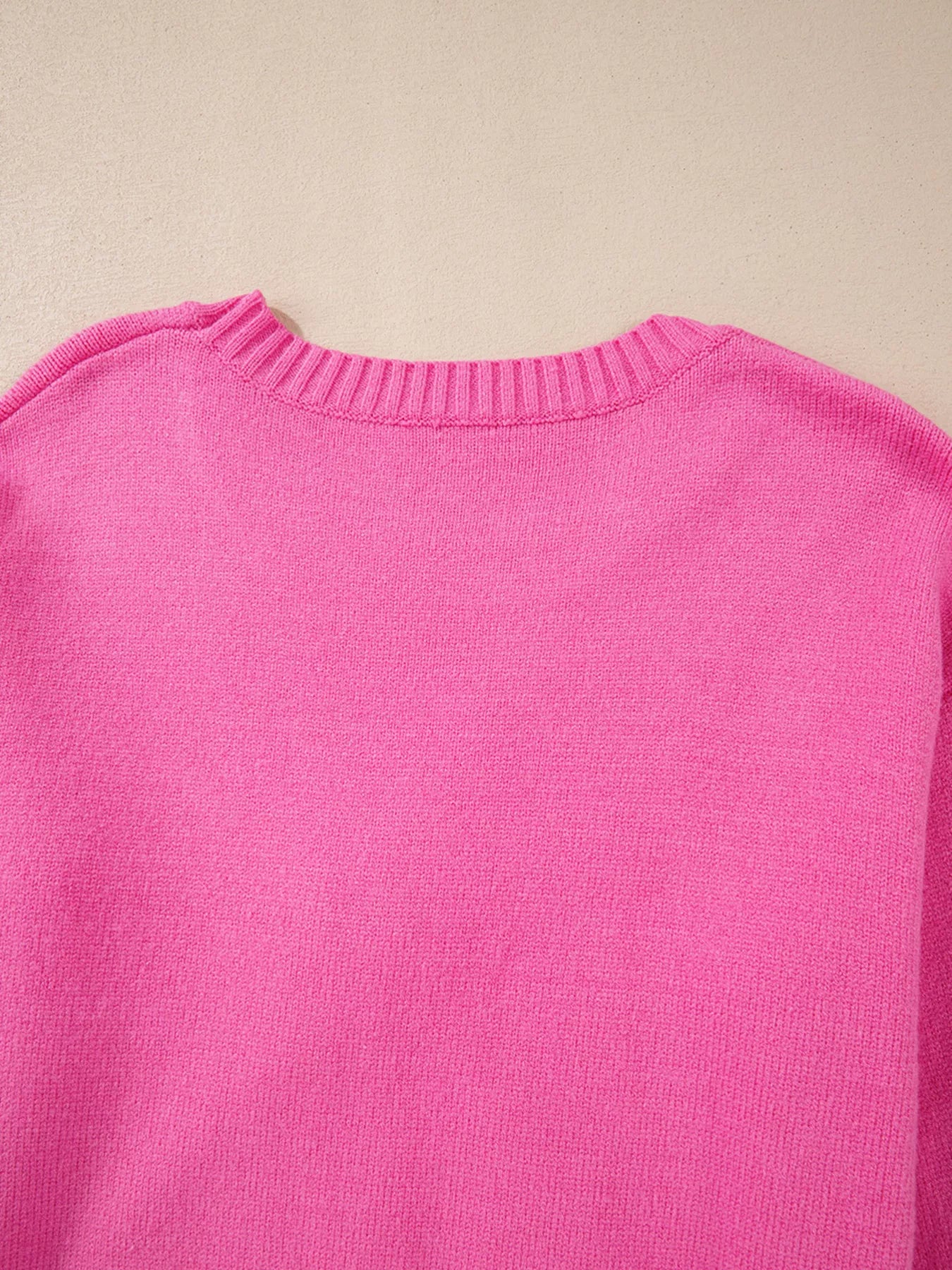 Trendsi Ribbed Hem Long Sleeve Sweater