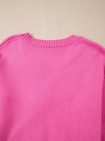 Trendsi Ribbed Hem Long Sleeve Sweater