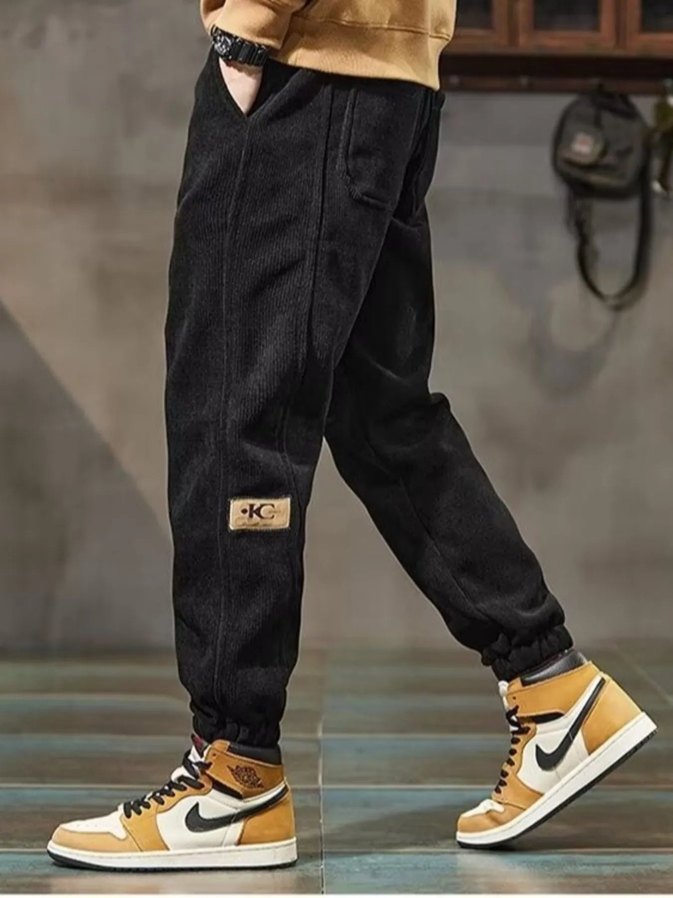 Men's Plus Size Casual Joggers with Pockets Black Easy Apparels