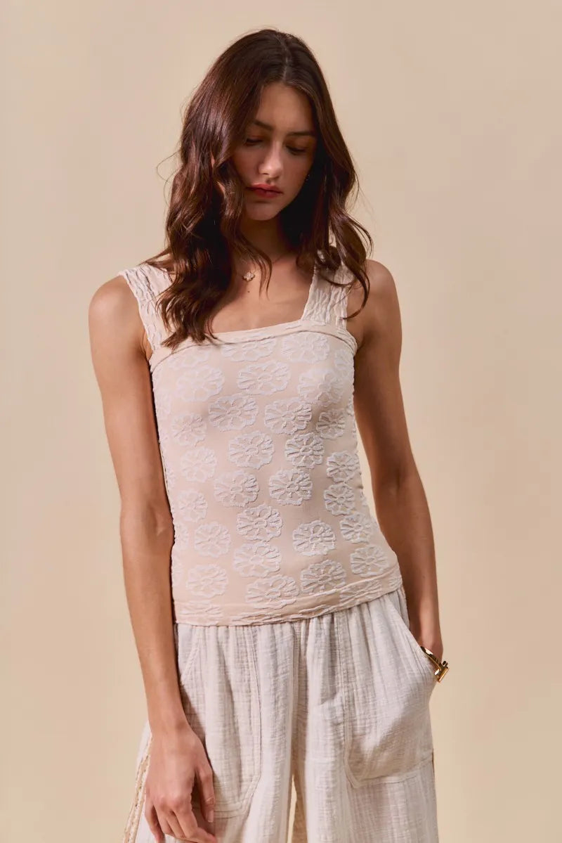 Trendsi SO ME Two Tone Floral Seamless Tank Top