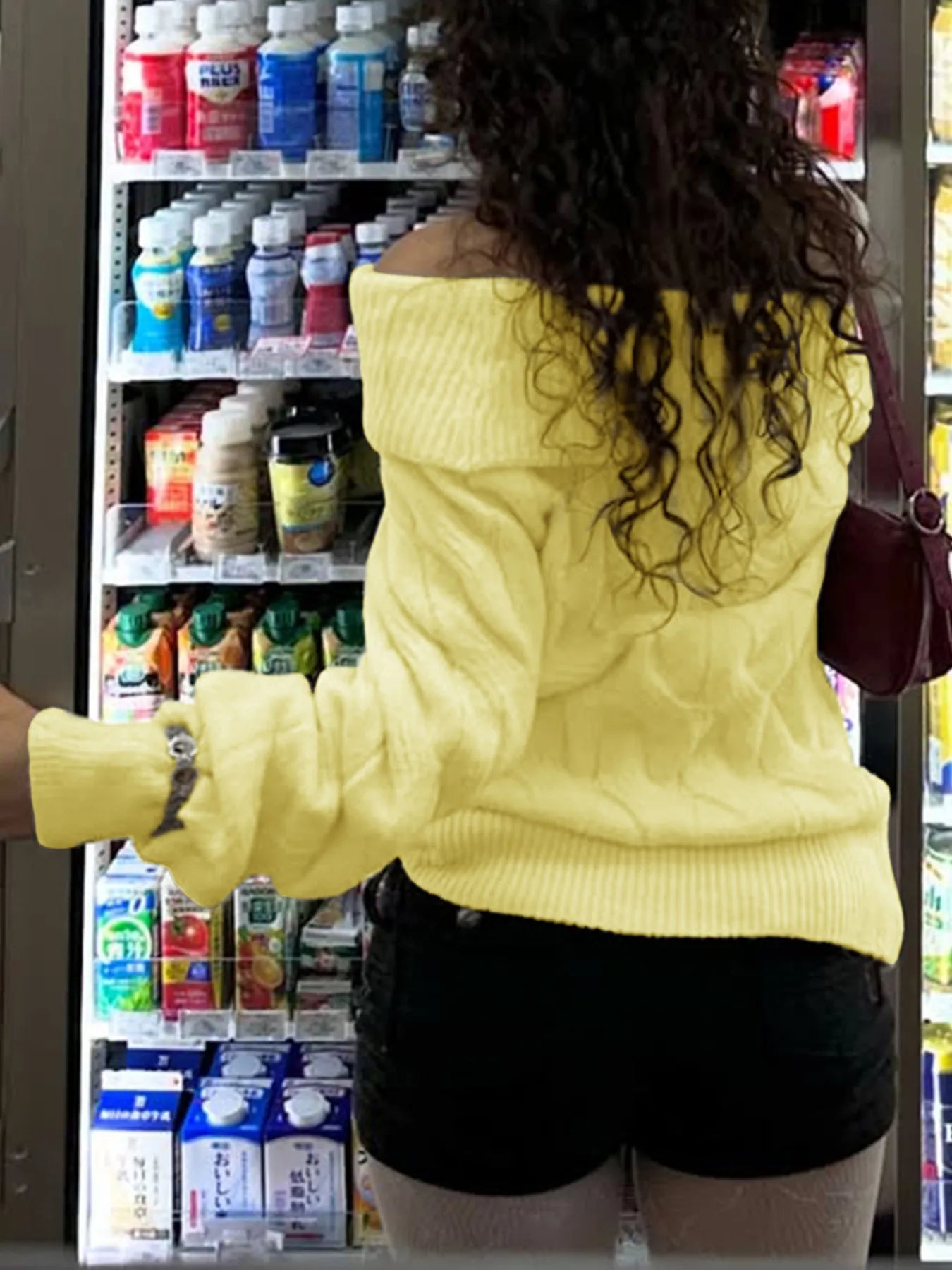 Trendsi Cable Knit Off-Shoulder Sweater