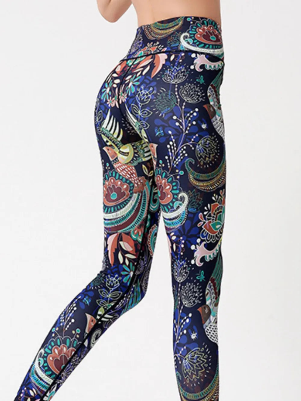 Printed High Waist Active Leggings Easy Apparels