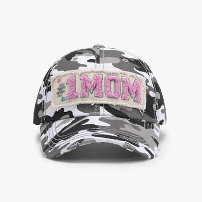 Letter Adjustable Cotton Baseball Cap Black and white camouflage One Size Easy Apparels