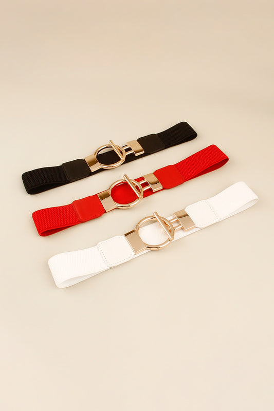 Circle Shape Buckle Zinc Alloy Buckle PU Leather Belt Easy Apparels