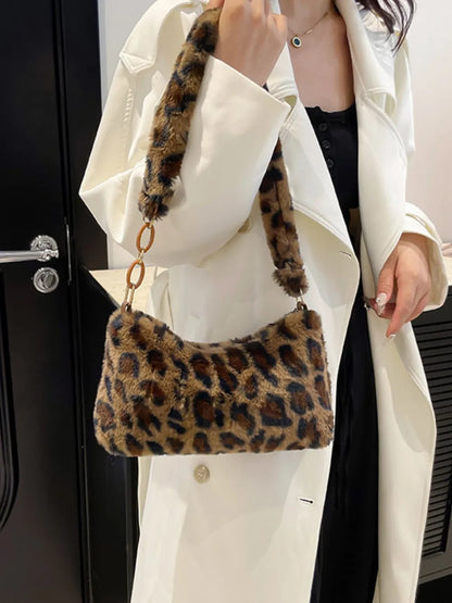Leopard Fluff Shoulder Bag Easy Apparels